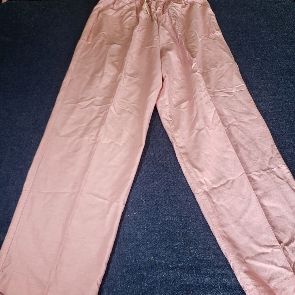 Cricket Lane Vintage Pink Wide Leg Pants Elastic Drawstring Made in USA Size 16